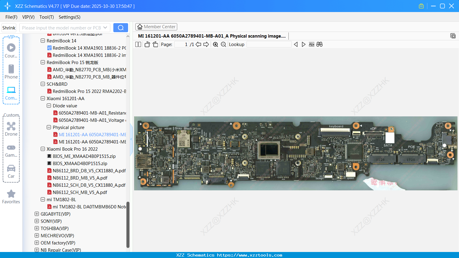 Laptop Xiaomi MI 161201-AA 6050A2789401-MB-A01_A Physical Scanning Image